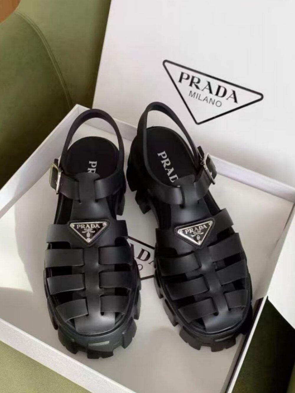 Prada Black Platform Fisherman